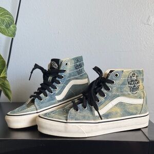Vans Sk8-Hi Tapered Denim Embroidery Skull Sneakers